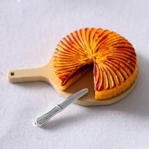 Dollhouse Miniature Cut Cake Tray Plate Cutter Set Model Kitchen Accessories Children Education Toys For Kids Birthday Gift