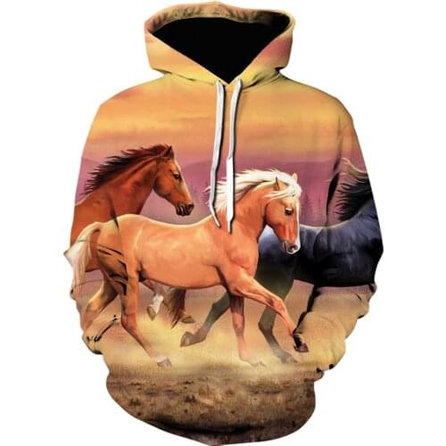 2021 New animal hoodie for men 3d Printed hoodie brand sweatshirt jacket premium pullover stylish tracksuit run horse coats