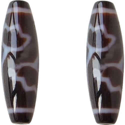 Natural Tibetan Dzi Beads for making diy Jewelry Oval, lotus & two tone, Grade AAA, 12x39mm Sold By PC