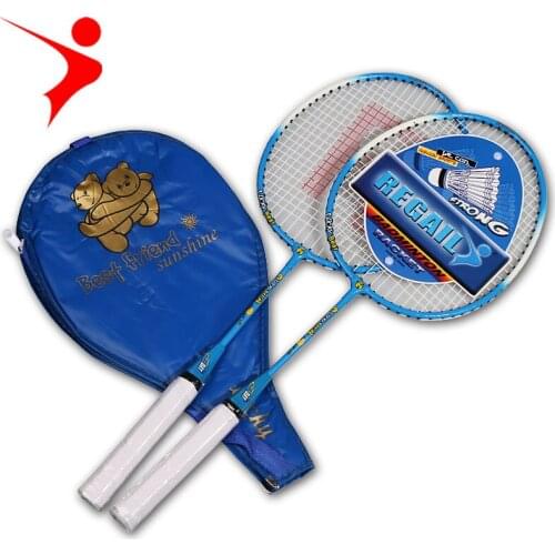 Genuine REGAIL lucky bear childrens badminton racket boy and girl badminton racket set YMQ