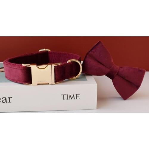 Chinese red handmade flower dog collar leash ID tag pet necklace straps for medium big small dog free engrave name metal buckle