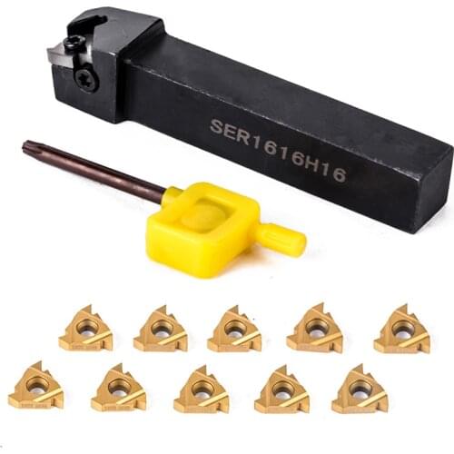 OYYU 1PC SER1616H16 Tool Holder + 10pcs 16ER AG60 Carbide Internal Insert + Wrench Lathe Turning Threading Tool free shipping