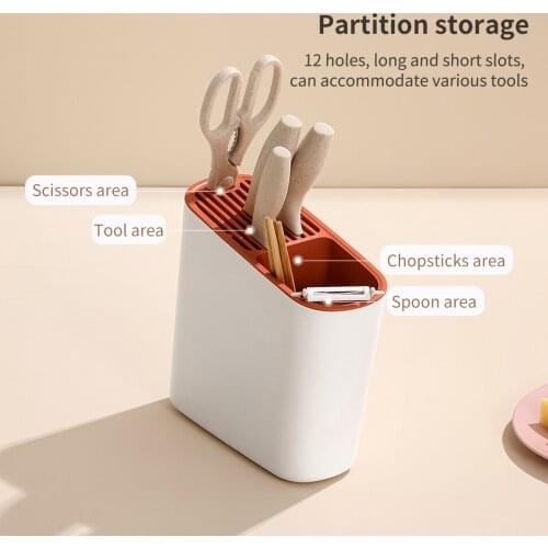 OTHERHOUSE Kitchen Knife Holder Knife Block Stand Tableware Organizer Chopsticks Forks Holder Storage Box Kitchen Organizer