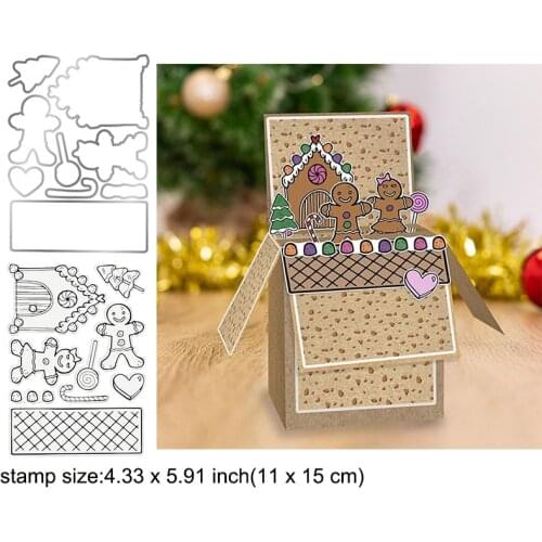 Xmas Gingerbread Man Clear Stamp With Metal Cutting dies for DIY Scrapbooking Paper Cards Silicone Transparent Stempels Seal New