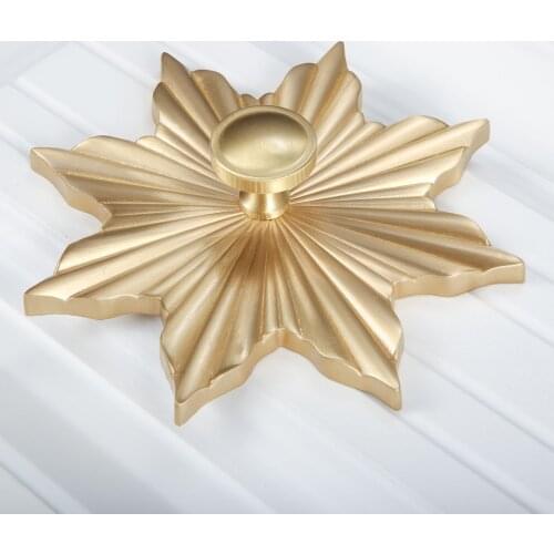 Golden Maple Leaf Shaped Knob Solid Brass Cabinet Handle Snowflake Pull Cabinet 123mm Cupboard Drawer Furniture Hardware screw
