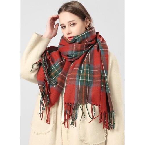 2020 high-end classic plaid scarf men women scarf winter cashmere-proof warm scarf holiday gift