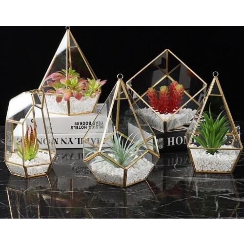 Nordic Creative Home Geometry Glass Flower Room Eternal Flower Micro Landscape Cafe Soft Decoration Ornaments