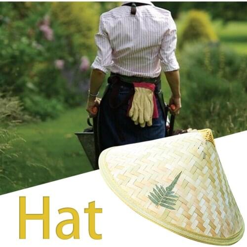 Retro Hat UV Protect Bamboo Rattan Fisherman Hat Farmer Outdoor Cone Handmade Weave Straw Bucket Hat Cone Fishing Sunshade