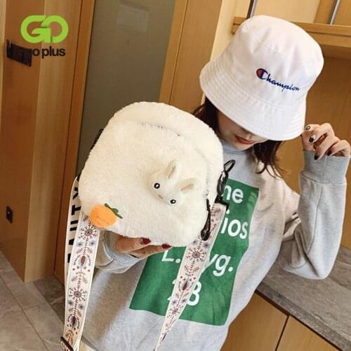 GOPLUS Shoulder bag 2020 New Womens bag Flap lamb wool Handbag Cartoon Rabbit phone package Mini Bag Spring Bag