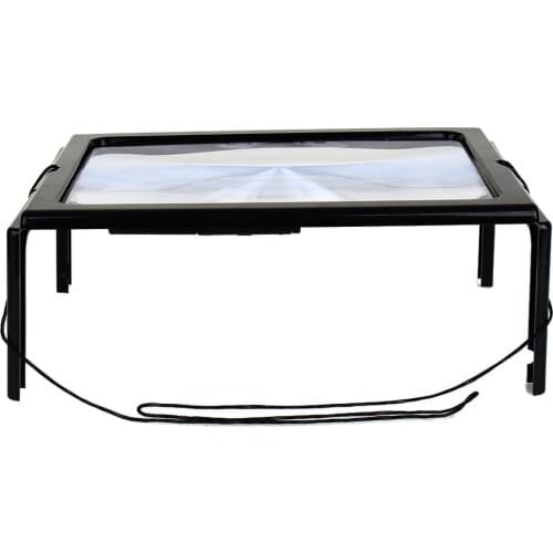 ANENG Ultrathin A4 Full Page Large ABS Magnifier 3X Foldable Magnifying Glass Loupe Hands Free For Reading With 4 LED Lights