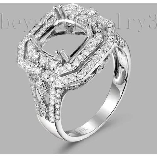 Vintage Cushion Cut 8mm Diamond Semi Mount Setting Engagement Ring14kt /585 White Gold Cushion For The Rings G090433