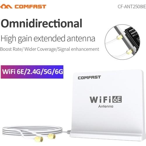 Omnidirectional High Gain 5dBi Antenna Tri band 2.4GHz&5GHz& 6GHz 1.5M Extension base for 802.11AX Wifi 6E Router Network Card