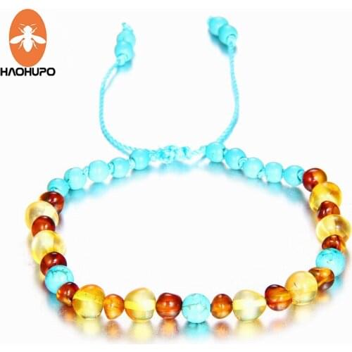 HAOHUPO Amber Bracelet Anklet for Babies Adults Teething Natural Handmade Jewelry Gifts for Women Ladies Girls Fashion Present