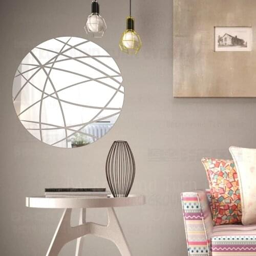 Mirror Stickers Wall Sticker Room Decoration Bathroom Living Decor 3D Full Body Adhesive Paper Moon Linear Sun Ring Round R155