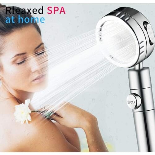 Zhangji Bathroom SPA Shower Head with 3 Modes, Adjustable Rotating Filter Shower, with Stop Button High-Pressure Water-Saving