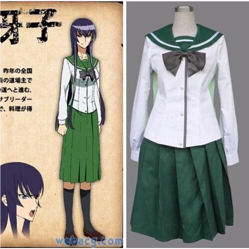 HIGHSCHOOL OF THE DEAD Anime Female School Uniform Long Skirt Halloween Cosplay Costume