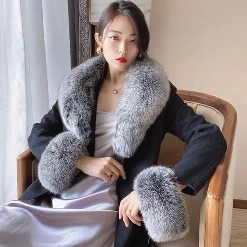 Ms.MinShu Female Genuine Fox Fur Collar and Cuffs Detachable One Set Drop Shipping