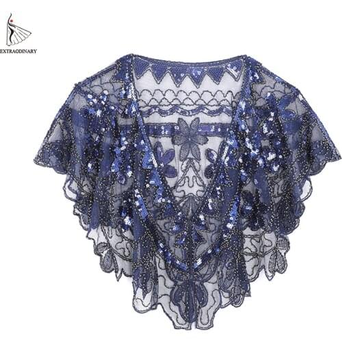 1920s Shawl Beaded Sequin Vintage Mesh Scarf Wraps Shawl Cover Up Flapper Gatsby Party Women Scarves Wraps for Dress