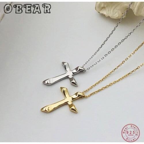 925 Sterling Silver Simple Jesus Cross Pendant Necklace Women Church Prayer Wedding Jewelry Accessories Friendship Gift