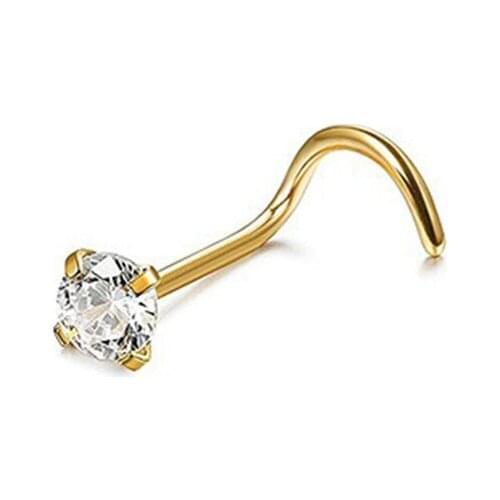 1Pc Stainless Steel Crystal Piercing Nose Ring Nose Stud Rings Body Jewelry Gift