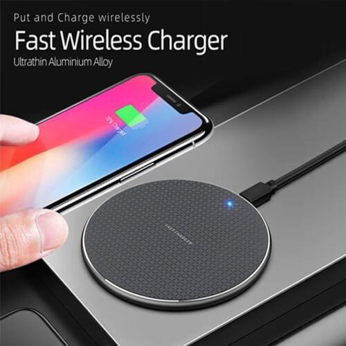 10W Wireless Charger Fast Charging Aluminum Alloy Circular Charging Pad with LCD Light for iPhone Samsung More Qi-Enabled Device