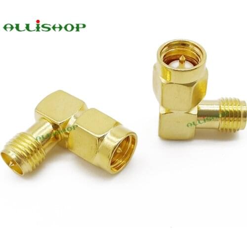 100Pcs FPV Antenna Adapter SMA Male to RP SMA Female Right Angle 90-Degree Adapter Gold Plated Converter for WiFi Antenna/FPV