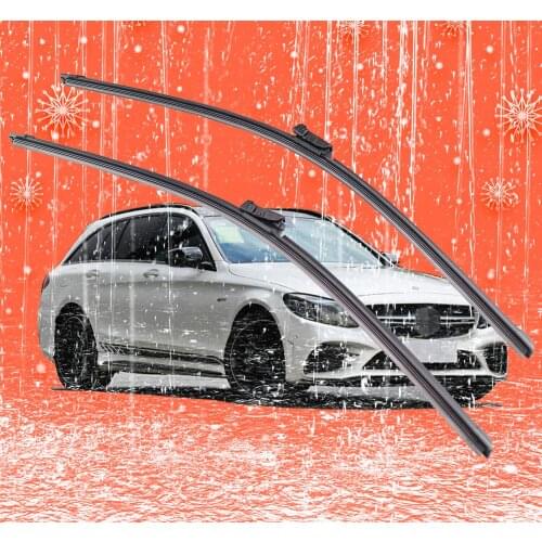 2 pcs Front Windshield Bracketless Wiper Blades Set 24"+24" for Mercedes-Benz C E Class C63 2014