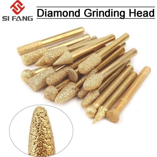 20pcs Diamond Grinding Head Lapidary Carving Diamond Cutting Disc Wheel Grinding Rod Abrasive Tools for Dremel Polishing