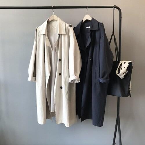 2020 Autumn Cotton Turn Down Collar Long Coat Casaco Feminino Abrigo Mujer Women Trench Femme