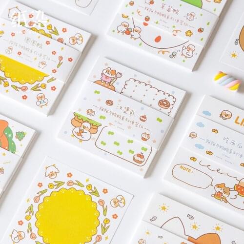 30 Sheets Kawaii Animals Cat and Duck Series Memo Pad Paper Sticky Notes Cute Notepad Korean Stationery School Supply Kids Gift