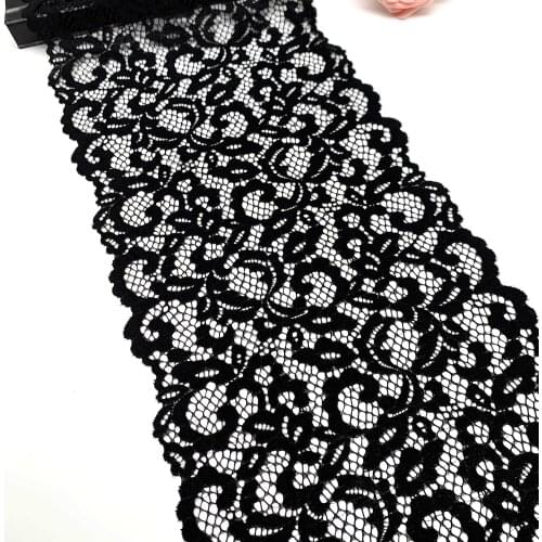 3y/lot Width 23cm Black Elastic Stretch Lace Skirt Hem Dress Underwear Sewing Craft DIY Apparel Fabrics Lace Lingerie