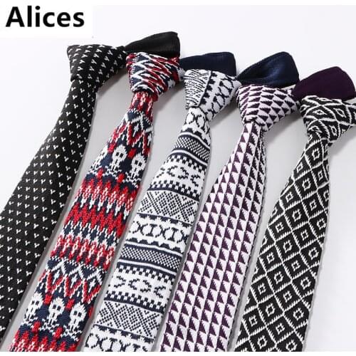 6cm Mens Embroidered Knit Tie Bicycle Knitted Ties Dog Elephant Necktie Narrow Slim Skinny Woven Cravate Narrow Skull Neckties