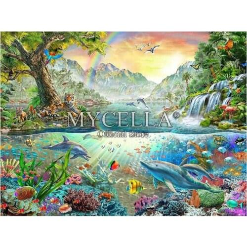 5D DIY Diamond Painting Cross Stitch Dolphin diamond Embroidery animals Full square Rhinestone Mosaic Painting Home Decor