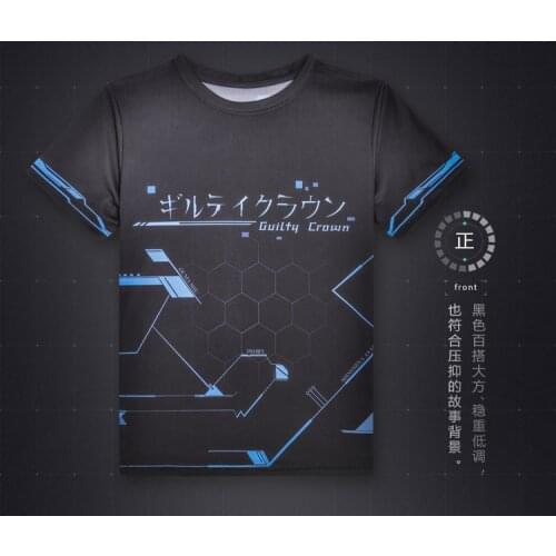 Anime Guilty Crown Cosplay Casual short-sleeved round neck full color printing fashion men and women summer T-shirt