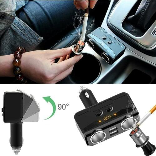 SOONHUA Car Charger Cigarette Lighter Splitter Car Chargers DUAL USB Independent ON OFF Switch Control The Two Cigarette Lighter
