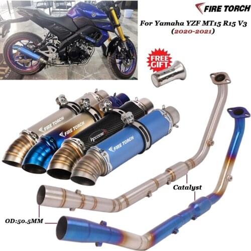 Slip On Motorcycle Full System Exhaust Modified Escape Head Link Pipe Muffler DB Killer For Yamaha YZF MT15 R15 V3 2020 2021