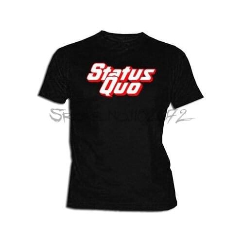 Brand mens tshirts Camiseta Status Quo Tallas Rock Music Sizes Camiseta Print T-Shirt funny gift tops present for him