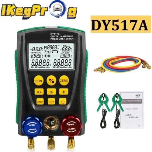 DY517A Digital Pressure Gauge Refrigeration Manifold Digital HVAC Cold Medium Vacuum Pressure Temp Car Air Conditioning Tester