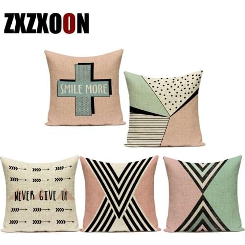 Decoraitve Throw Pillows Case Pink Geometric Polyester Animals Elephant Deer Square Cushion Cover for Bedroom Pillowcase
