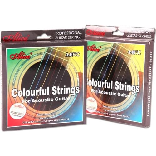 Musical Instrument Parts 6pcs Colorful Guitar Strings Acoustic Stringed Instrument Accessories 011-052 Alice Guitar String A407C