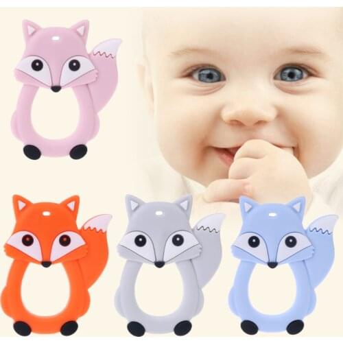 Baby Silicone Teether Newborn Soother Chewable Teething Toy Cartoon Dinosaur Bee Elephant Fox Bear Shaped Safety Soft Kids Toys