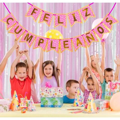 FELIZ CUMPLEANOS Letter Banner Spain Happy Birthday Alphabet Hanging Garland Party Decorations Kids Baby Shower Supplies