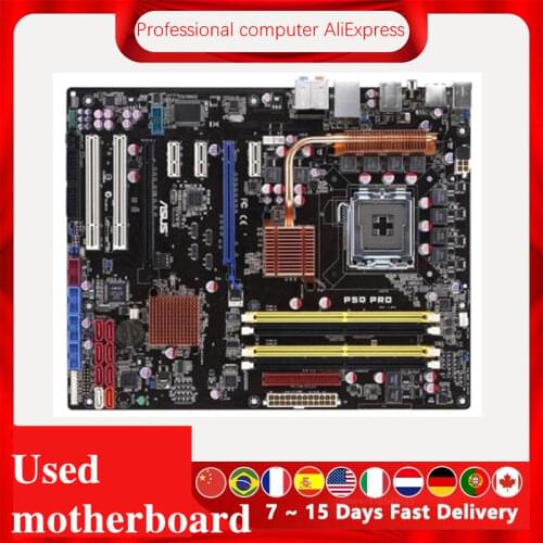 For Asus P5Q Pro Desktop Motherboard P45 Socket LGA 775 Q8200 Q8300 DDR2 Original Used Mainboard On Sale