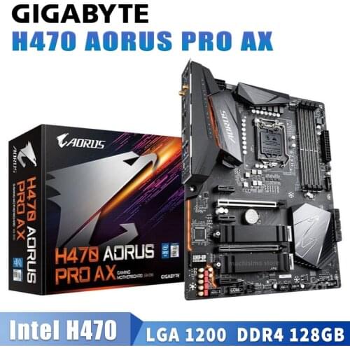 LGA 1200 Gigabyte H470 AORUS PRO AX Motherboard DDR4 128GB PCI-E 3.0 M.2 SATA3.0 Overlocking Bluetooth 5.1 H470 Placa-Mãe 1200