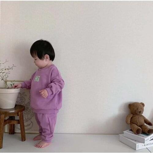 MILANCEL 2021 Autumn Baby Clothes Set Smiley Boys And Girls Sports Sweatshirt And Trousers Two-piece Suit