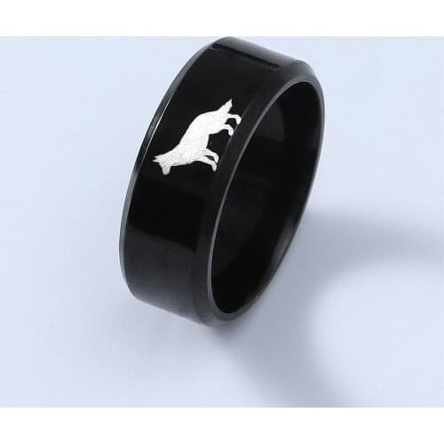 MOREDEAR 8mm Titanium Wolf Dog Ring For Men and Women