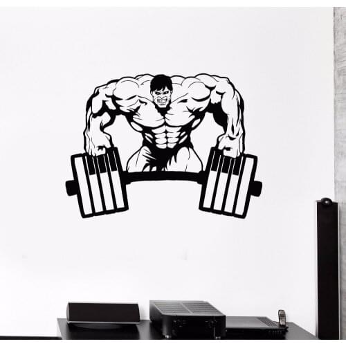 Muscled Man Wall Sticker Muscle Gym Bodybuilding Room Decoration Gym Sports Poster Mural Vinyl Art Design Decor Decals LX231