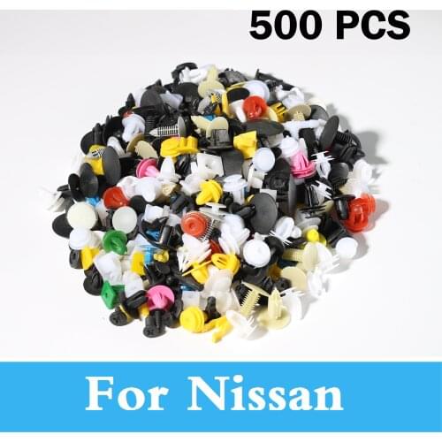 New 500pcs Mixed Car Bumper Mud Flap Clips Retainer Rivets For Nissan X-Trail March X-Terra Tiida Versa Wingroad Teana Terrano