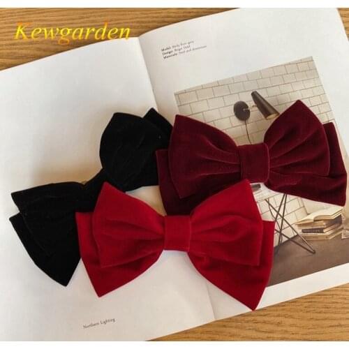 Kewgarden Girls' new velvet bow hairpin childrens spring clip hair accessory 5pcs