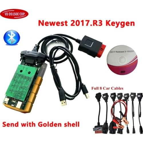 NEW VCI OBD OBD2 Bluetooth Cars Trucks Auto Professional Diagnostic Tools Scanner 2017R3 for Delphis VD ds150e CDP Golden Shell